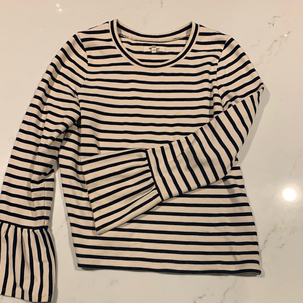 Navy & cream striped Madewell shirt